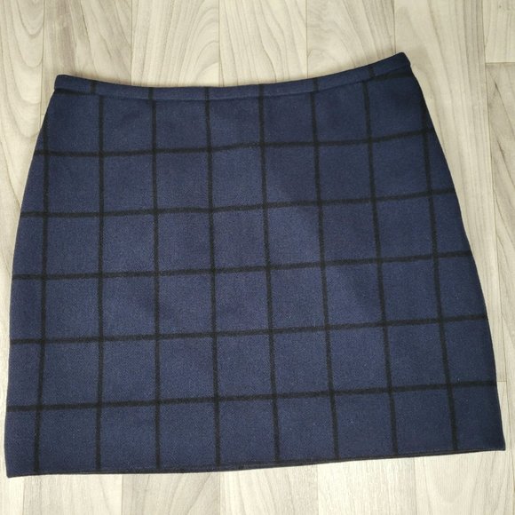 Madewell Dresses & Skirts - Madewell 1937 Navy Wool Blend Skirt Womens Size 8 Blue Check Lined